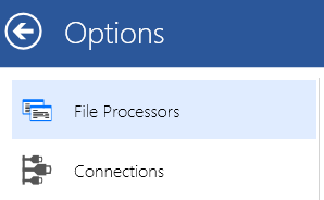 File Processor options menu