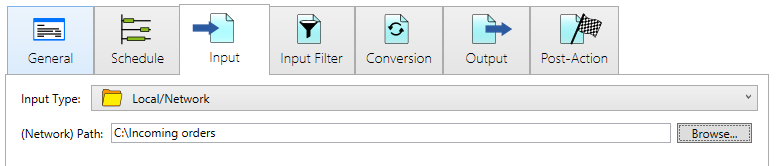 channel input local folder