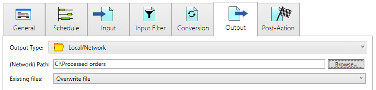 channel output local folder