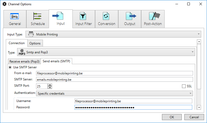 SMTP settings to send emails