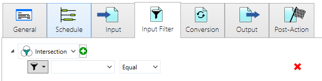 Input Filter overview after adding the property filter