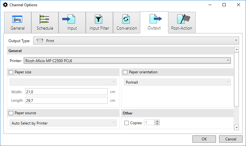 Print output for emails